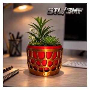 Self Watering Planter 3D Print File, Modern Dual-Layer Plants Pot STL/3MF