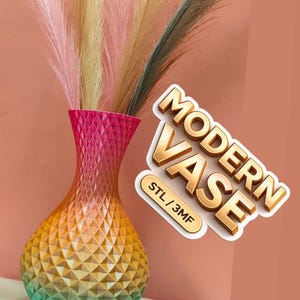 JARRÓN Decoración moderna Archivo de impresión 3D STL/3MF, Maceta con diseño geométrico de cristal de diamante