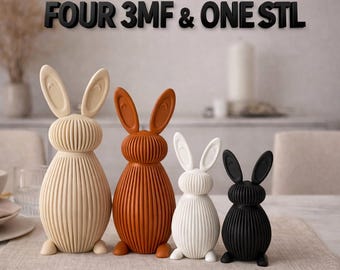 Bunny STL,3MF Family Bundle, Easter Rabbit, Minimalist Animal Figurines, Modern Home Décor