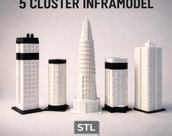 Modern Building STL Files Bundle, Skyscraper 3D Print File, Architectural infrastructure projects, DIY