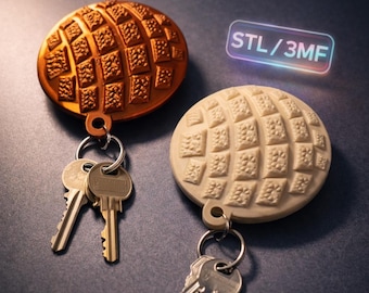 Llavero STL, archivo de impresión 3D, llavero con textura de galleta, llavero de gofre, llavero en relieve de galleta