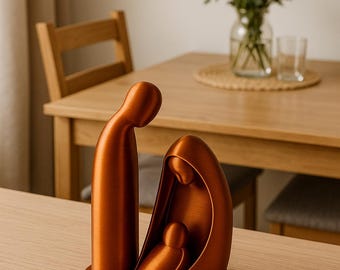 Escultura minimalista de la Sagrada Familia con natividad de Jesús moderna, archivo digital