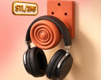 Headphones Holder (Wall Mount),3DPrint File,STL,3MF, Helmet, Coat, Bag, Headset Hanger