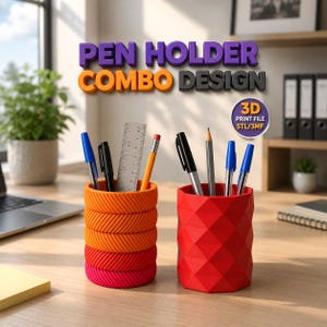 Halter STL 3Dprint Kombi-Designdatei, Stifte, Bleistift, Make-up, Zahnbürste, modernes Organizer-Set