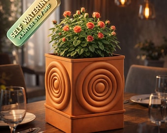 Maceta con autorriego STL, 3MF Diseño ondulado Archivo de impresión 3D Maceta para plantas de interior Minimalista Moderno