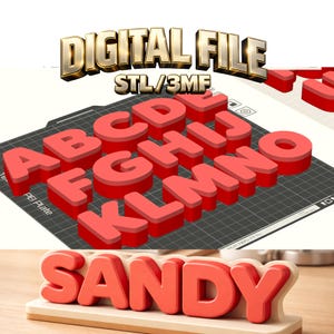 alphabet a-z STL and 3mf file for 3d printing for different DIY projects, like décor sign ,name ,templates, tag charm.. KEYRING, KEYCHAIN , LIGHTNING ETC