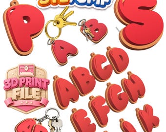 Archivos de impresión 3D de la A a la Z, llavero con alfabeto curvo y burbujeante en formato STL, incluye archivo 3MF de doble color, llavero DIY.