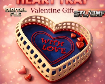 Bandeja con forma de corazón STL/3MF, cuenco para dulces para regalos de San Valentín, diseño de decoración de amor, bricolaje