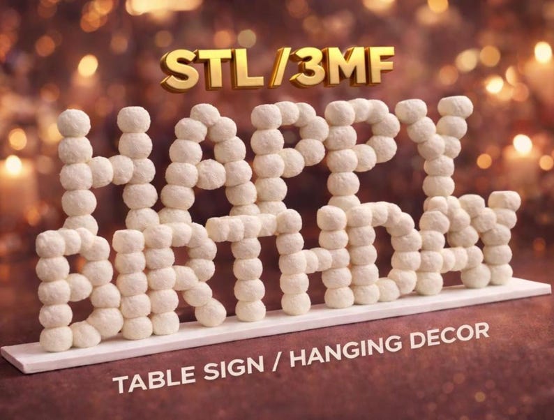 Designed to look like snow balls / cotton bubbles, the fuzzy-skin texture gives a smooth, plush feel that looks amazing on tables, shelves, walls or backdrop décor.3DPRINT DESIGN FILE