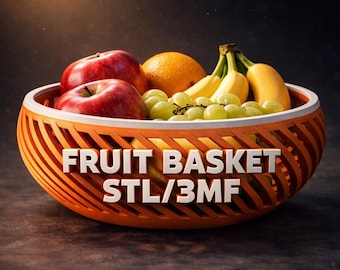 Cesta de frutas moderna, modelo STL/3MF, sin soporte, archivo de impresión 3D, cocina, comedor, decoración