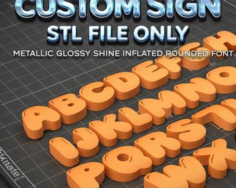 Letrero con nombre impreso en 3D, archivo STL personalizado, fuente metálica redondeada y curva, plantillas personalizadas, insignia, oficina.