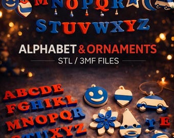 Alfabeto, Adornos Archivos STL/3MF, Letras redondeadas con agujero, Lápiz, Adorno para pajitas, Cuentas, Manualidades