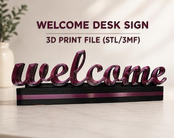 Willkommensschild als 3D-Druckdatei, moderne zweifarbige Wohndekoration (STL-Download)