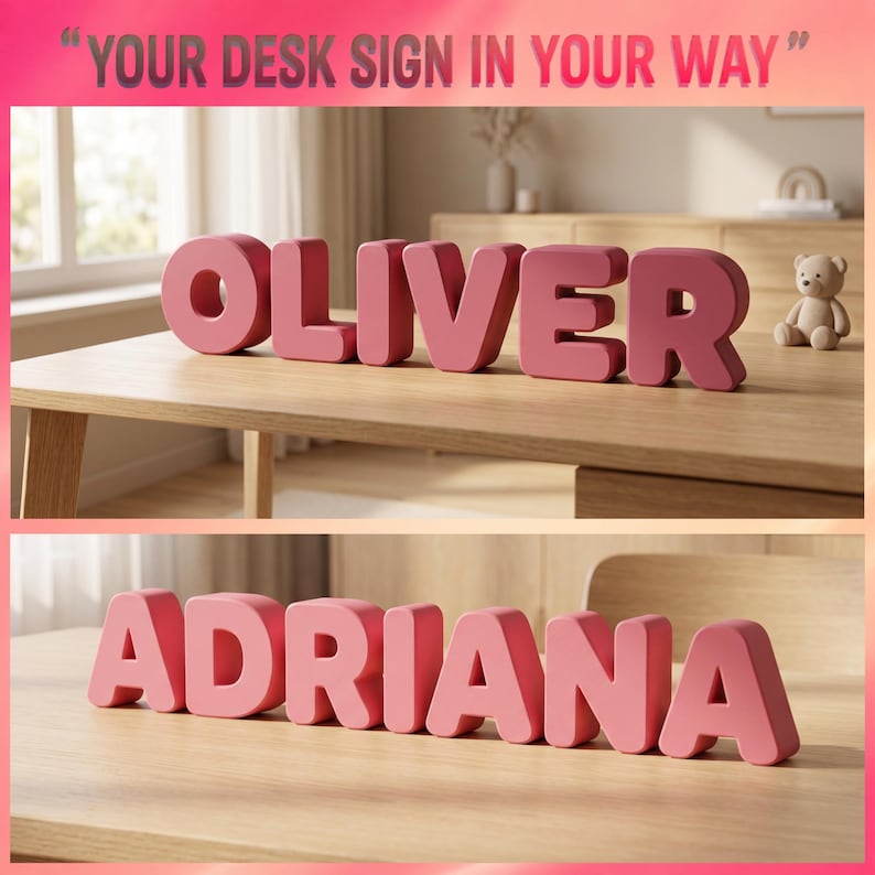 "Minimal rounded A–Z alphabet STL files for 3D printing, featuring clean modern letters ideal for creating custom desk signs, personalized names, office décor, wall art, templates, DIY crafts, and creative home decoration projects. FDM printer-friendly design with smooth rounded edges."