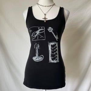 Bugs& bones | hand printed| linocut tank top