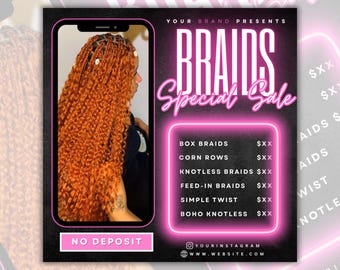 Braids Special Flyer, Braids Bookings Flyer, Braids Special Flyer, Braids Pricelist Flyer, Braid Special Deal flyer, Braid Appointment Flyer