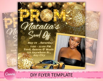 Flyer galafeest, seizoensflyer gala, gala-evenementflyer, gala-uitnodigingsflyer verzenden, flyer homecoming, galafeest, galafeest, bewerkbaar canvas