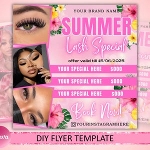 Summer Lash Special Flyer, Summer Lash Flyer, Lash Esthetician Flyer, Lash Special Deal Flyer, Lash Booking Flyer, Lash Flyer,Canva Editable
