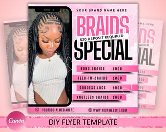 Braids Special Flyer, Braids Bookings Flyer, Braids Special Flyer, Braids Pricelist Flyer, Braid Special Deal flyer, Braid Appointment Flyer