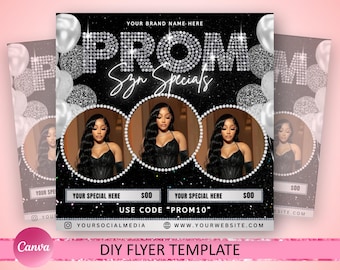 Prom Booking Flyer, Prom Szn Special Flyer, Prom Season Special Deal Flyer, Homecoming Flyer, MUA Lashes Nails Hair Braids wig Flyer, canva
