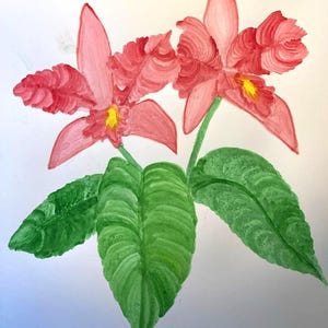 Flor de orquídea. Pintada a mano con acuarela sobre papel de arte. Firmada y fechada por el artista en Carolina del Norte.