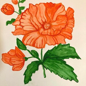 Flor de naranja. Pintada a mano en acuarela por un artista de Carolina del Norte.