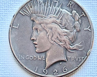 1926 Silver Peace Dollar -San Francisco Mintage AU Condition There Is A Dent On The Side Of The Coin As Shown In The Pictures