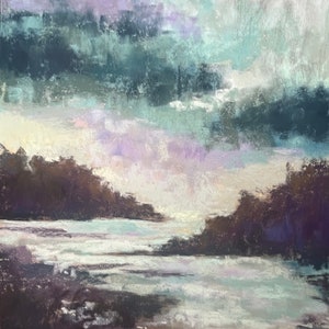 Stormy Night Original Soft Pastel Seascape Painting 12x16