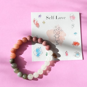 Bracelet d'amour de soi bracelet d'amis cadeau coeur pierres naturelles belles pierres colorées wow unique rare fait main bel emballage