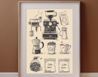 Espresso Machine Print: Vintage Coffee Bar Wall Art (Digital Download)