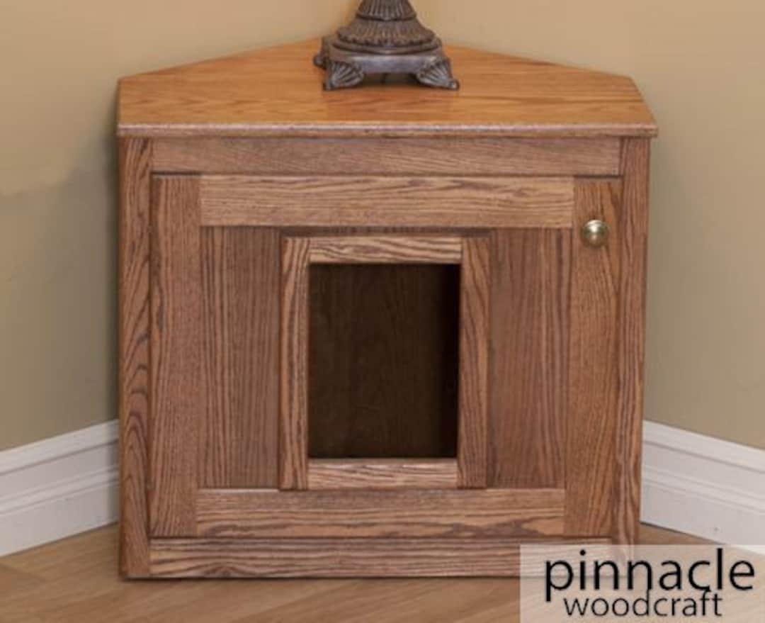 Corner Cat Litter Box Enclosure Hideaway Litter Box Cat Etsy