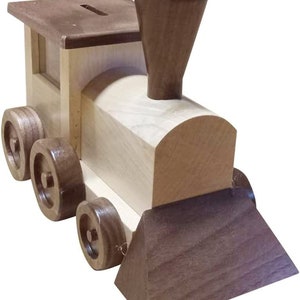 Genuine Wooden Piggy Train Bank | Handmade Wooden Train Bank | Solid Wood Train Engine Bank | Handmade  Train Bank By USA