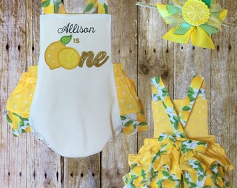 lemon first birthday romper personalized embroidered birthday clothing sparkly gold lemon outfit one lemon party romper 1st birthday lemon