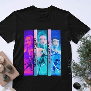 Huntrix-Inspired Demon Hunter K-Pop Graphic Tee – Korean Anime Streetwear T-Shirt – Netflix Fantasy Fan Gift