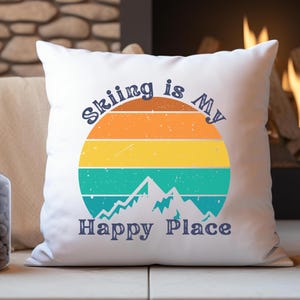 Retro Skiing Pillowcase, Winter Ski Lodge Decor, Skiing Gift for Skier, Vintage Skiing Pillow Cover, Ski Chalet Decor, ski pillow case