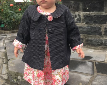 Little Miss Navy and Florals - Coat - Handmade - MelissaM - New Zealand