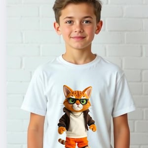 Cool Cat Kids Tee, Graphic Tee for Children, Fun Shirt for Kids, Birthday Gift T-Shirt, Casual Playwear, Kid's Fashion Clothes