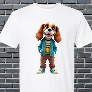 Spaniel Kids Tee, Dog Lover Gift, Animal Graphic Shirt, Puppy Print Top, Children&#39;s Cotton Tshirt