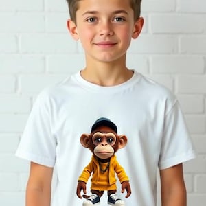 Cute Cartoon Monkey Kids T-Shirt, Fun Graphic Tee for Boys and Girls, Gift for Kids, Monkey Lover Apparel, Birthday Present