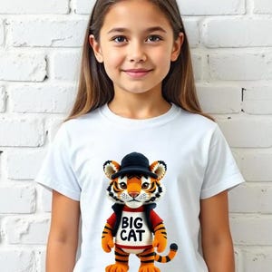 Big Cat Kids Tee, Cute Tiger T-Shirt, Children&#39;s Animal Apparel, Playful Tee for Animal Lovers, Kids Birthday Gift