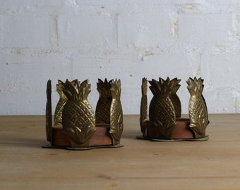 Pair of Brass Pineapple Candleholders