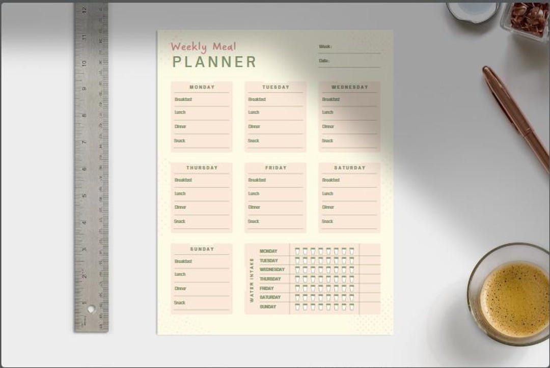 Printable Meal Planner PDF – Weekly Menu + Grocery List – Soft Neutral ...
