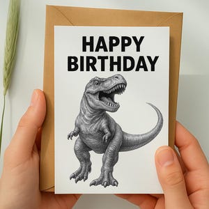 T-Rex Birthday Card - Funny Dinosaur Greeting Card - Printable Card - Digital Download for Kids or Adults