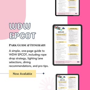 EPCOT Park Guide & Itinerary | WDW Disney World Planner Rope Drop Strategy Lightning Lane Vacation Planning Simple *iNSTANT DOWNLOAD