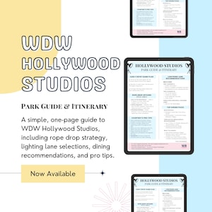 Hollywood Studios Park Guide & Itinerary | WDW Disney World Planner Rope Drop Strategy Lightning Vacation Planning Simple *INSTANT DOWNLOAD