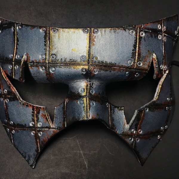 Handmade Genuine Leather Mask in Silver Rust