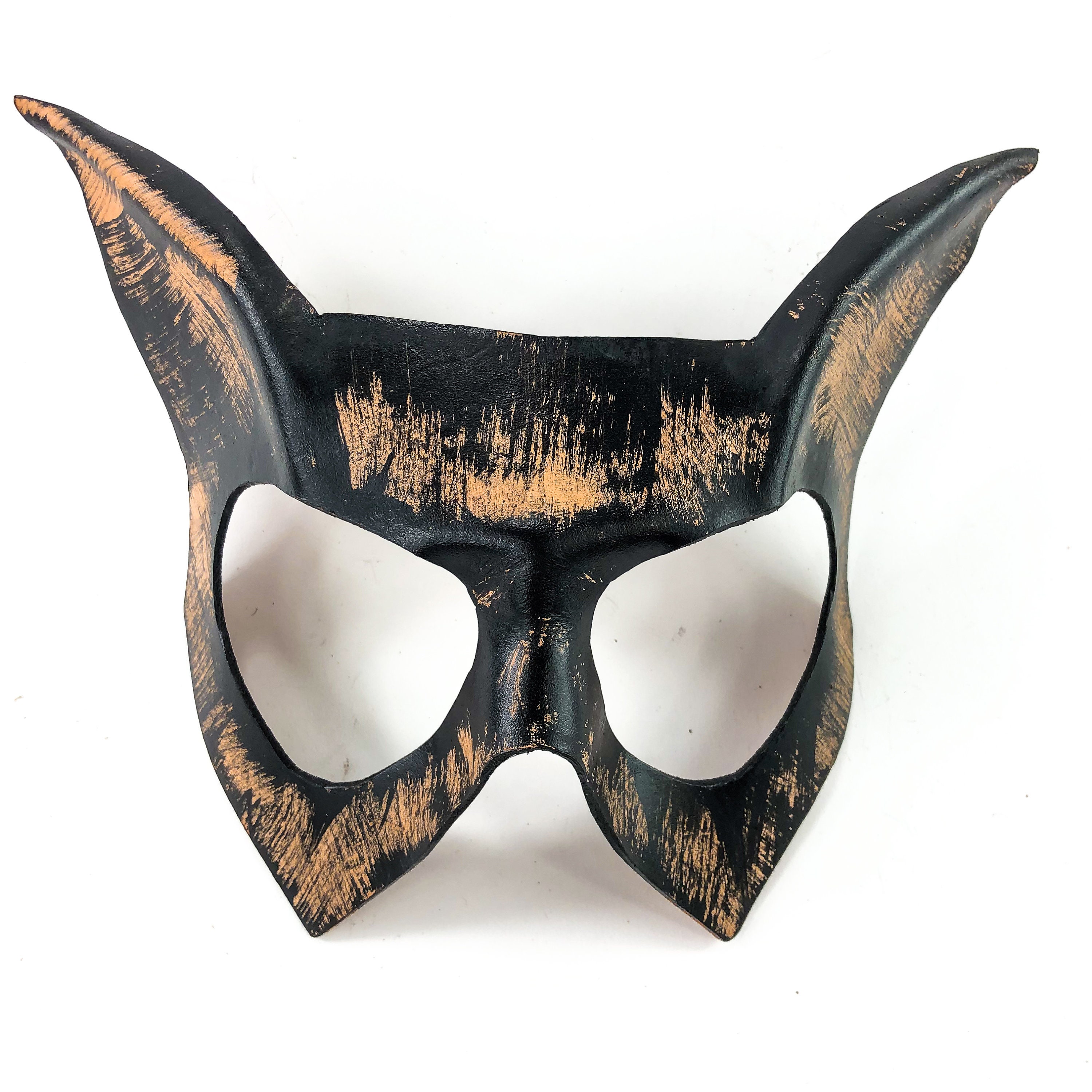 Handmade Genuine Leather Cat Mask Nude and