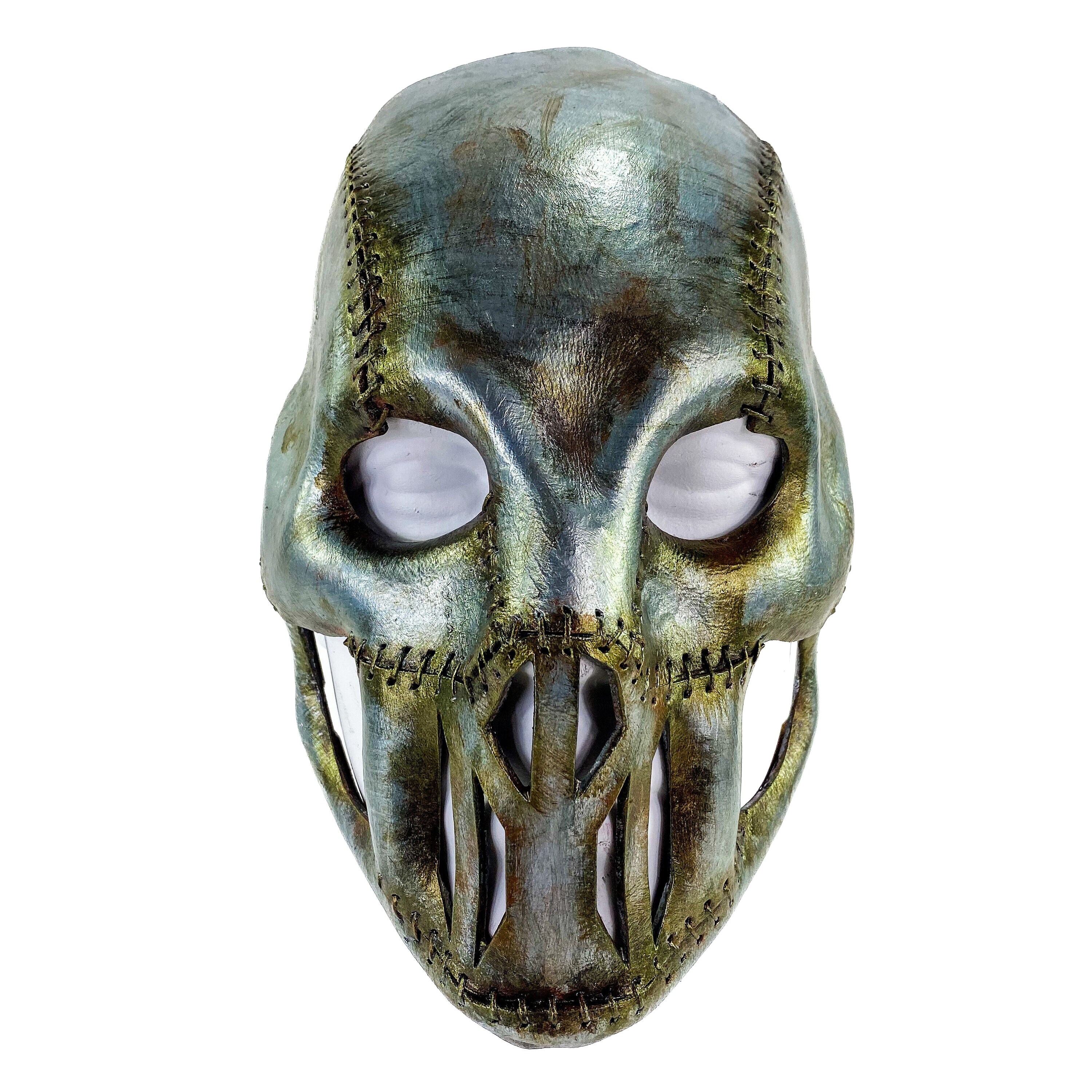 Invader - Genuine Leather Mask in Corroded Metallic Paint