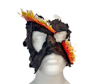 In Flames - Handmade Leather Mask for Halloween, Performance or Cosplay Costume