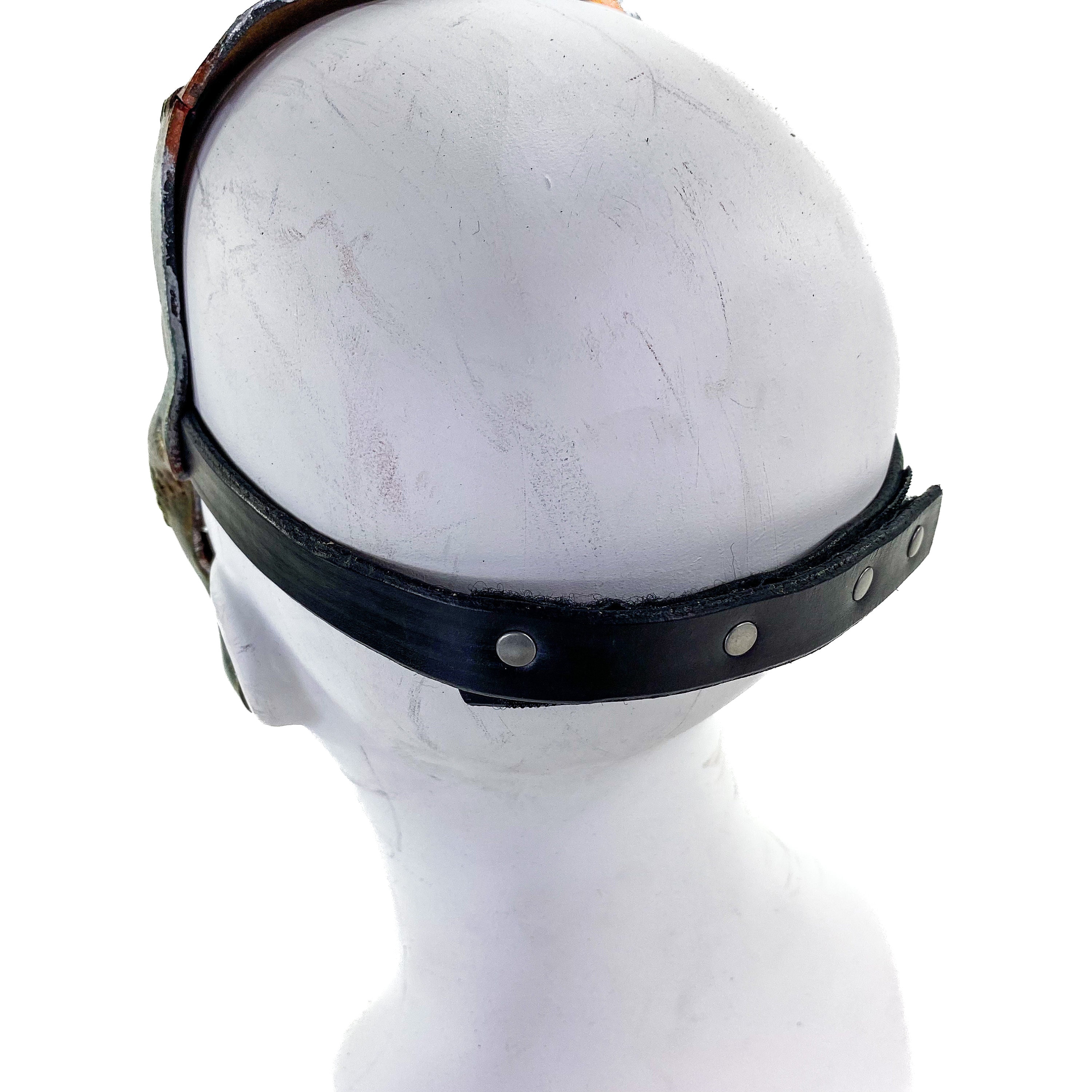 工芸品 JewelryLizard Man Mask Invader - Genuine Leather Mask in Corroded Metallic Paint